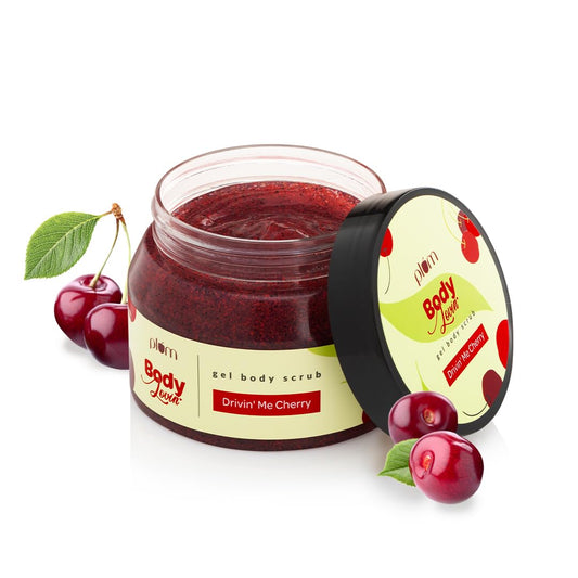 Cherry Exfoliating Body Scrub, Acai Extract & Cellulose Bead Body Scrub, Skin Brightening | Tan Removal Scrub, Cruelty Free & Paraben Free, 100% Vegan, 7.05 Oz