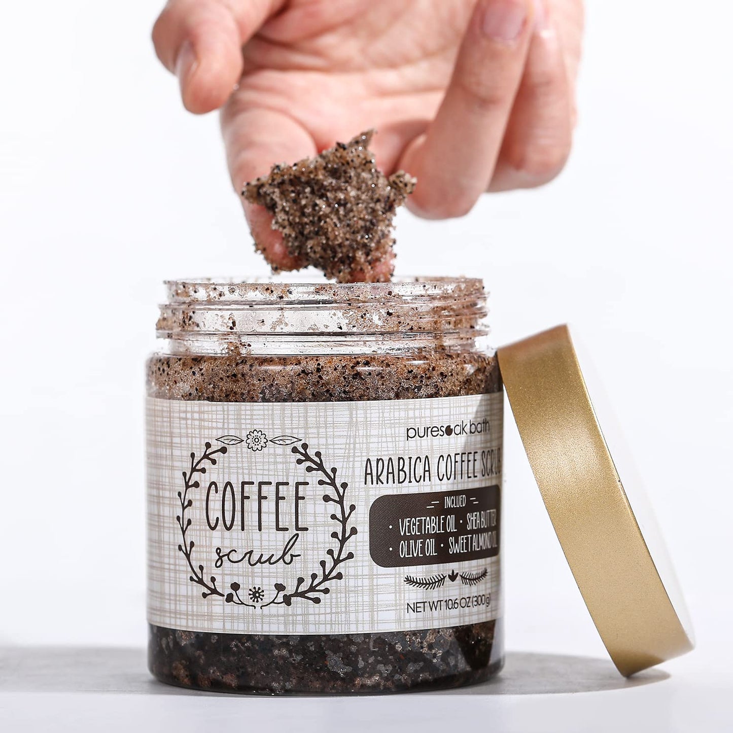 Arabica Coffee Body Scrub Set Gift Spa Scrub for Exfoliate & Moisturize Body Skin Face, Hand, Foot Scrub Set Gifts for Women & Men Spa Bath Set-10.6Oz Coffee Scrub & Free Scrub Gloves