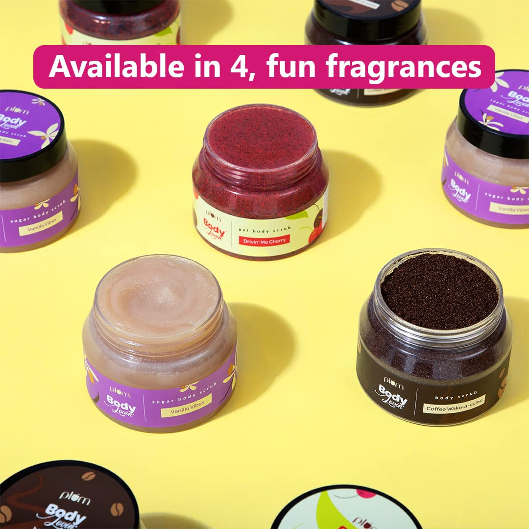 Cherry Exfoliating Body Scrub, Acai Extract & Cellulose Bead Body Scrub, Skin Brightening | Tan Removal Scrub, Cruelty Free & Paraben Free, 100% Vegan, 7.05 Oz