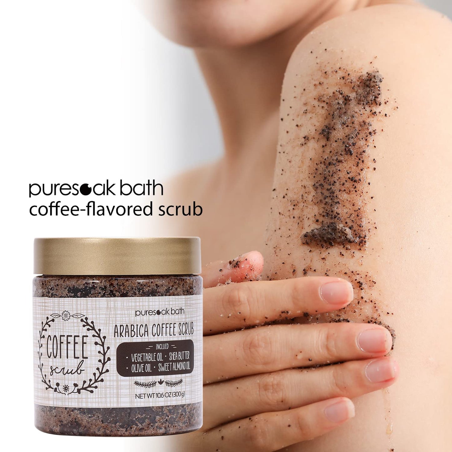Arabica Coffee Body Scrub Set Gift Spa Scrub for Exfoliate & Moisturize Body Skin Face, Hand, Foot Scrub Set Gifts for Women & Men Spa Bath Set-10.6Oz Coffee Scrub & Free Scrub Gloves